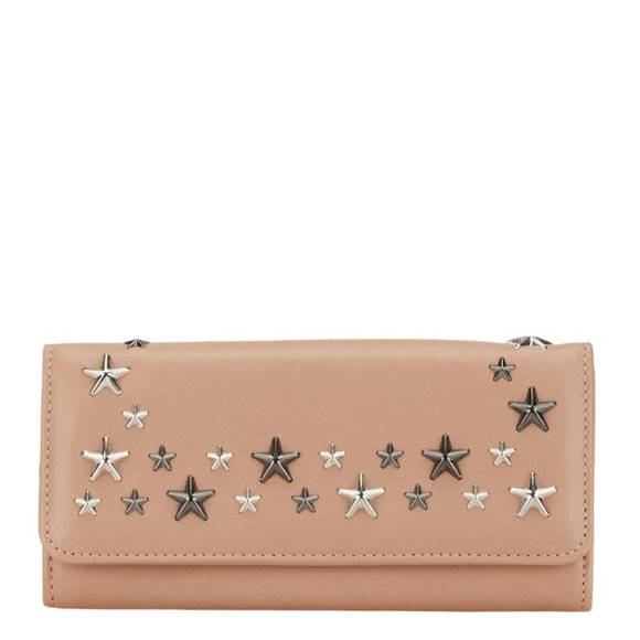 Jimmy Choo Star Studs Bi-fold Wallet Beige Leather Women's JIMMY CHOO - Picture 1 of 9